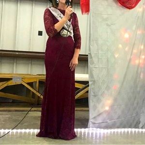 Maroon lace gown